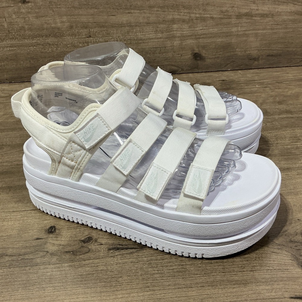 Nike Icon Classic Sandals NA White Platinum-White DH0224-100 Women's Size 9